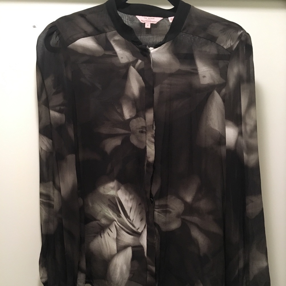 Sheer Ted Baker blouse- Lily print- US size 8